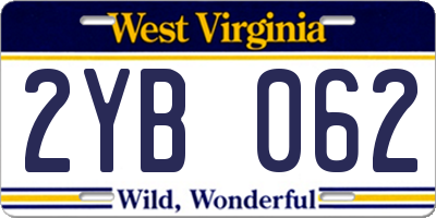 WV license plate 2YB062