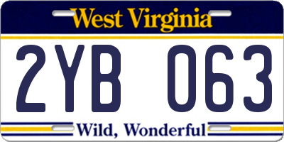 WV license plate 2YB063