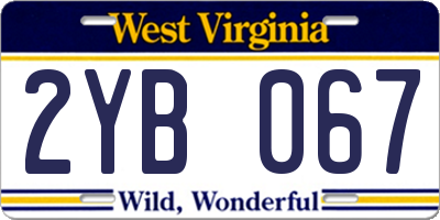 WV license plate 2YB067