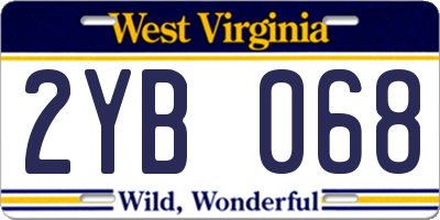 WV license plate 2YB068
