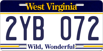 WV license plate 2YB072