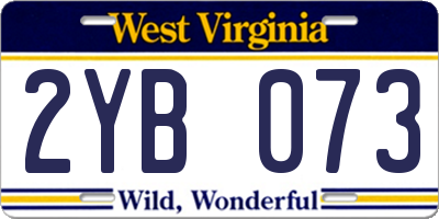 WV license plate 2YB073