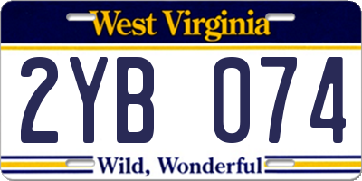 WV license plate 2YB074