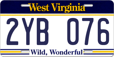 WV license plate 2YB076
