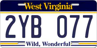 WV license plate 2YB077