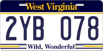 WV license plate 2YB078