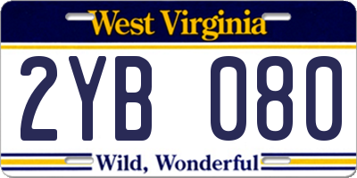 WV license plate 2YB080