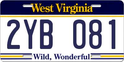 WV license plate 2YB081