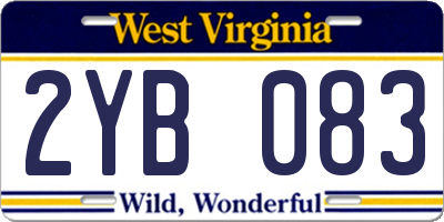 WV license plate 2YB083