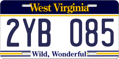 WV license plate 2YB085