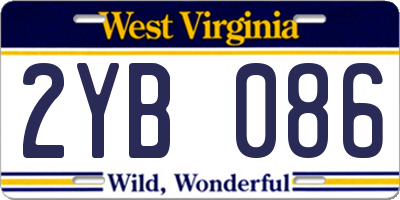 WV license plate 2YB086