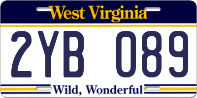 WV license plate 2YB089