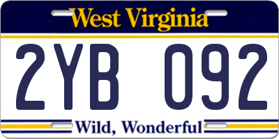 WV license plate 2YB092