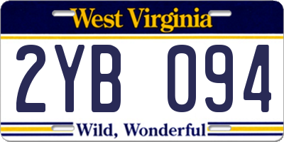 WV license plate 2YB094