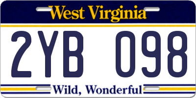 WV license plate 2YB098