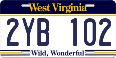 WV license plate 2YB102