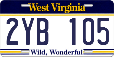 WV license plate 2YB105
