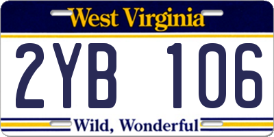 WV license plate 2YB106