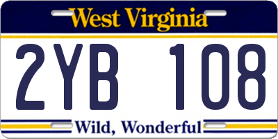 WV license plate 2YB108
