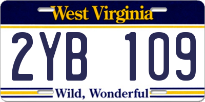 WV license plate 2YB109
