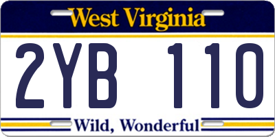 WV license plate 2YB110