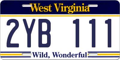 WV license plate 2YB111