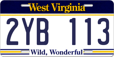 WV license plate 2YB113