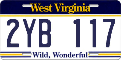 WV license plate 2YB117