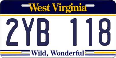 WV license plate 2YB118
