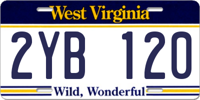 WV license plate 2YB120