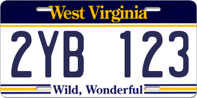 WV license plate 2YB123