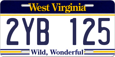 WV license plate 2YB125