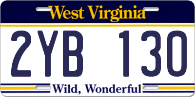 WV license plate 2YB130