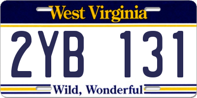 WV license plate 2YB131