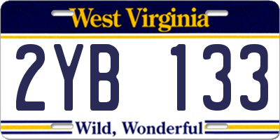 WV license plate 2YB133