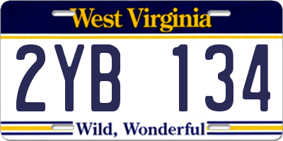 WV license plate 2YB134