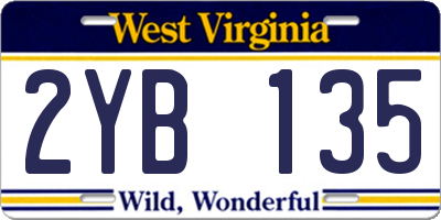 WV license plate 2YB135