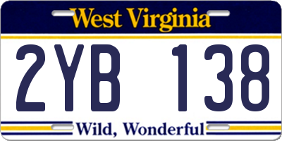WV license plate 2YB138