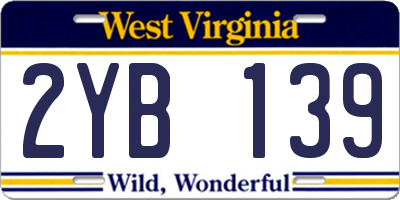 WV license plate 2YB139