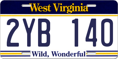 WV license plate 2YB140