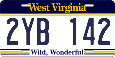WV license plate 2YB142