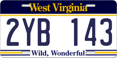 WV license plate 2YB143