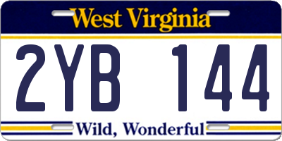 WV license plate 2YB144