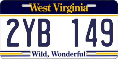 WV license plate 2YB149
