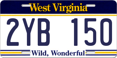 WV license plate 2YB150