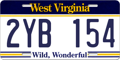 WV license plate 2YB154