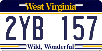 WV license plate 2YB157