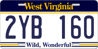 WV license plate 2YB160