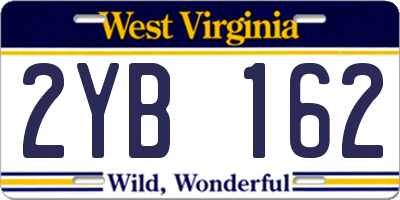 WV license plate 2YB162