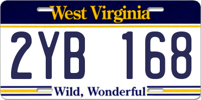 WV license plate 2YB168